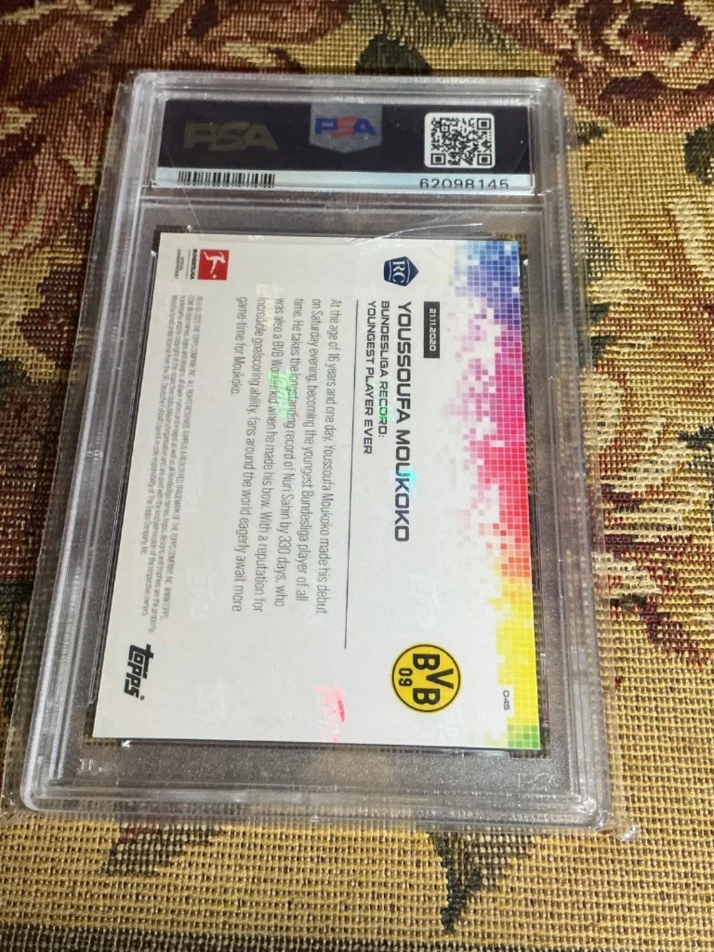 2020-21 Topps Now Bundesliga Youssoufa Moukoko 045 rookie card graded PSA 10
